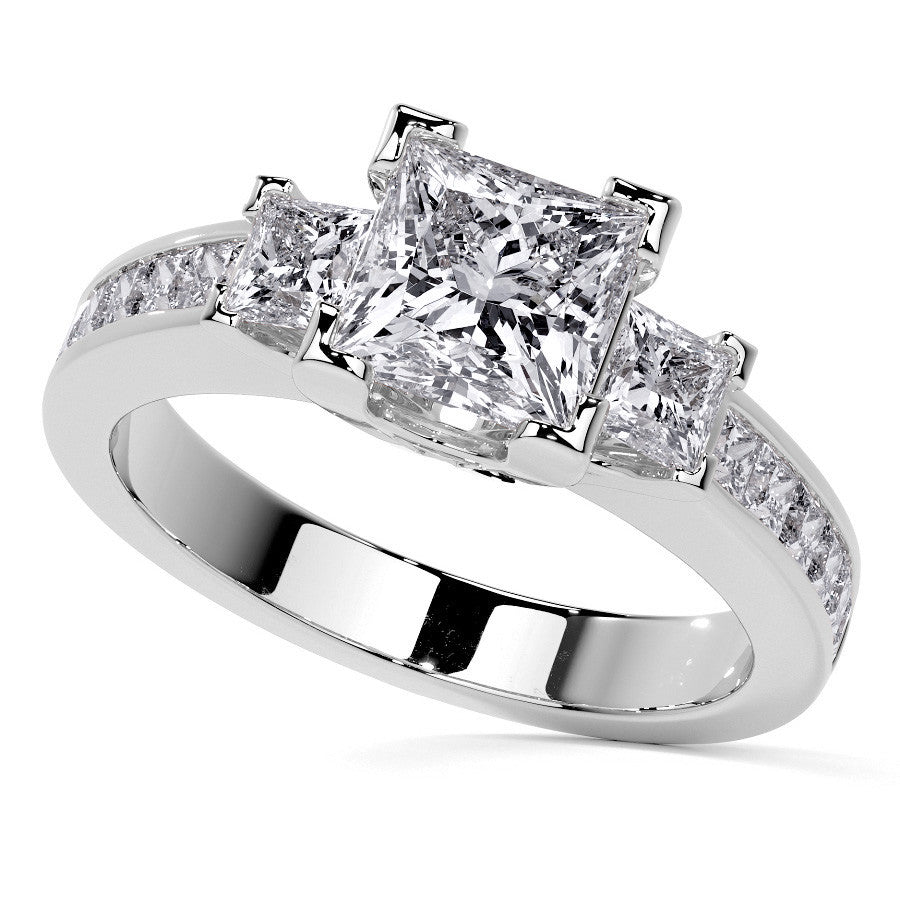 Princess 3-Stone Channel Moissanite Engagement Ring