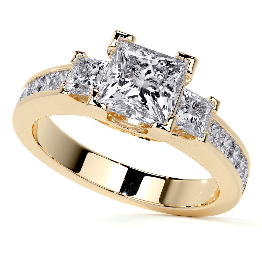 Princess 3-Stone Channel Moissanite Engagement Ring