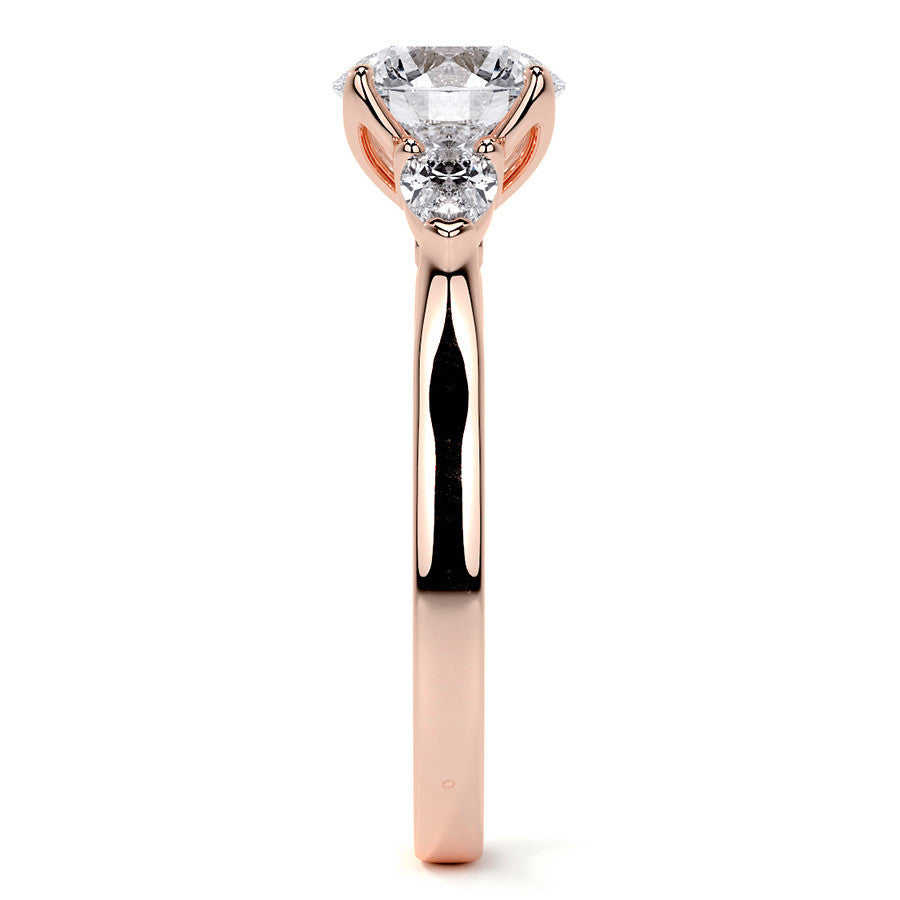 Round and Pear Moissanite 3-Stone Engagement Ring