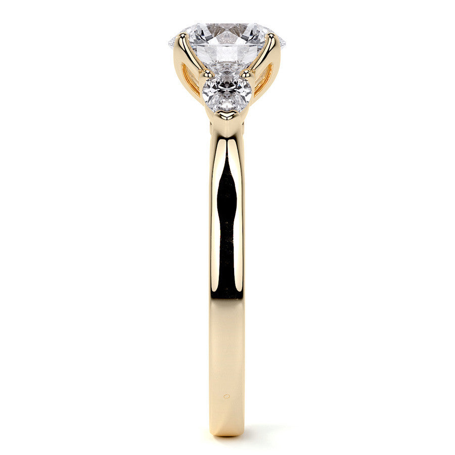 Round and Pear Moissanite 3-Stone Engagement Ring
