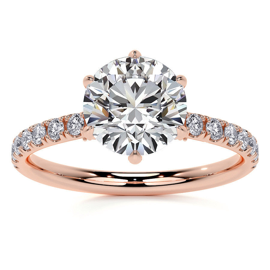 6-Prong Round Cathedral Moissanite Engagement Ring with Hidden