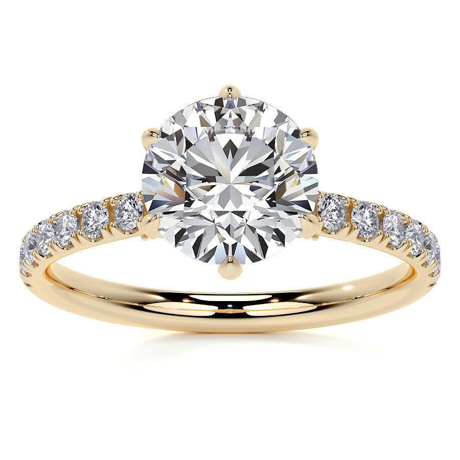 6-Prong Round Cathedral Moissanite Engagement Ring with Hidden