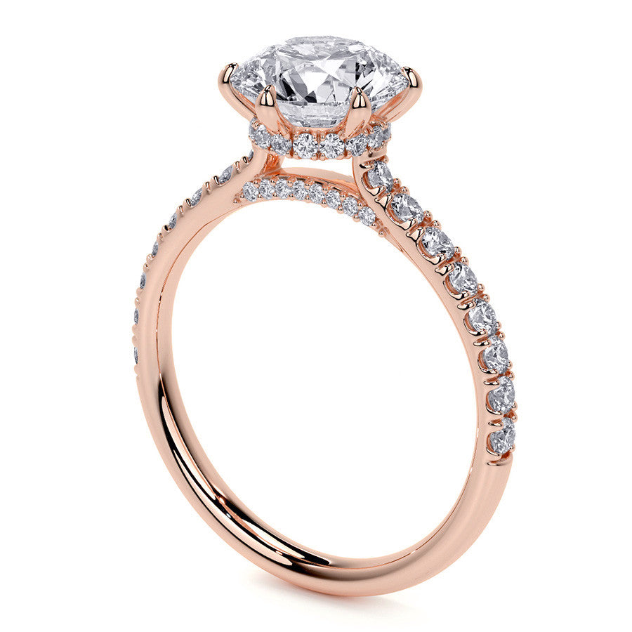 6-Prong Round Cathedral Moissanite Engagement Ring with Hidden