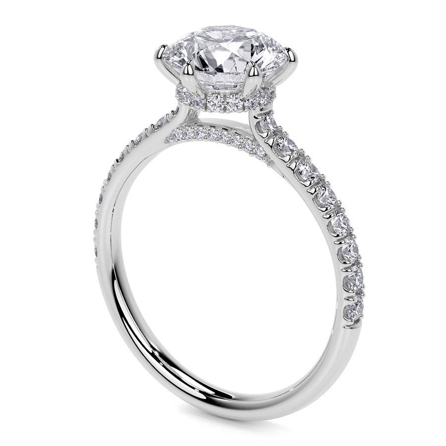 6-Prong Round Cathedral Moissanite Engagement Ring with Hidden