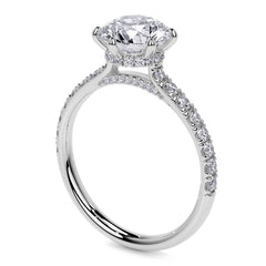 6-Prong Round Cathedral Moissanite Engagement Ring with Hidden