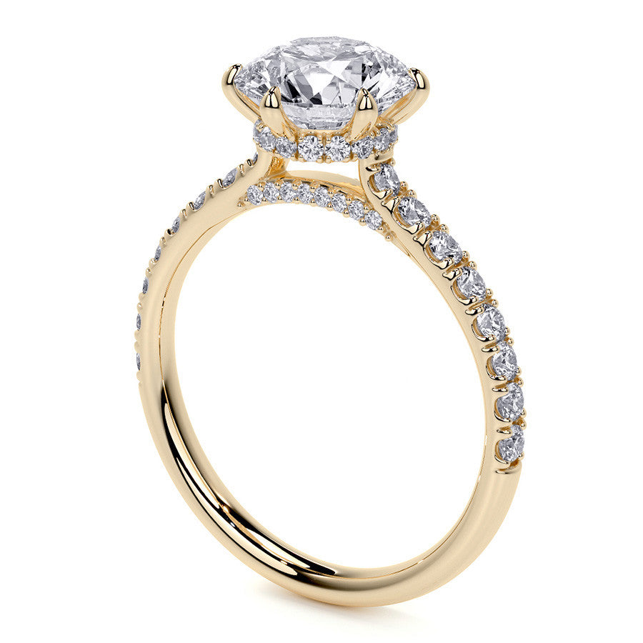6-Prong Round Cathedral Moissanite Engagement Ring with Hidden