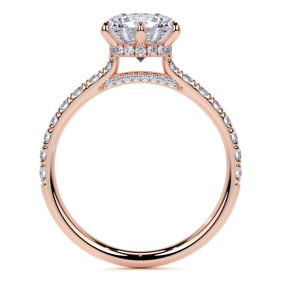 6-Prong Round Cathedral Moissanite Engagement Ring with Hidden
