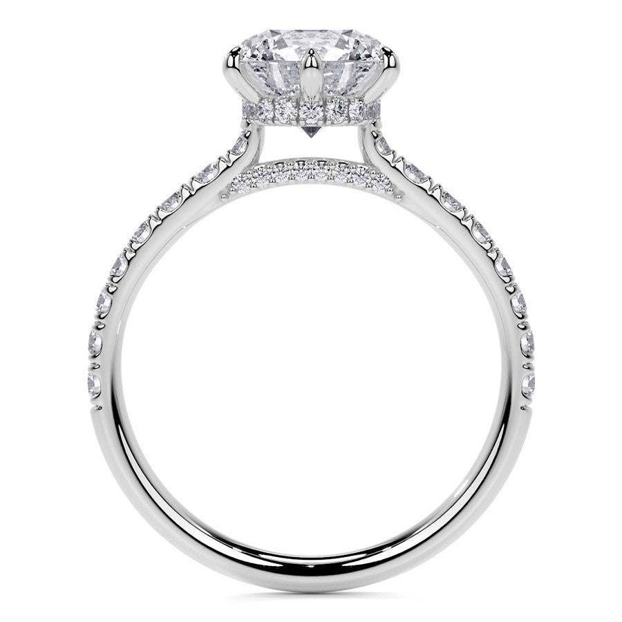 6-Prong Round Cathedral Moissanite Engagement Ring with Hidden