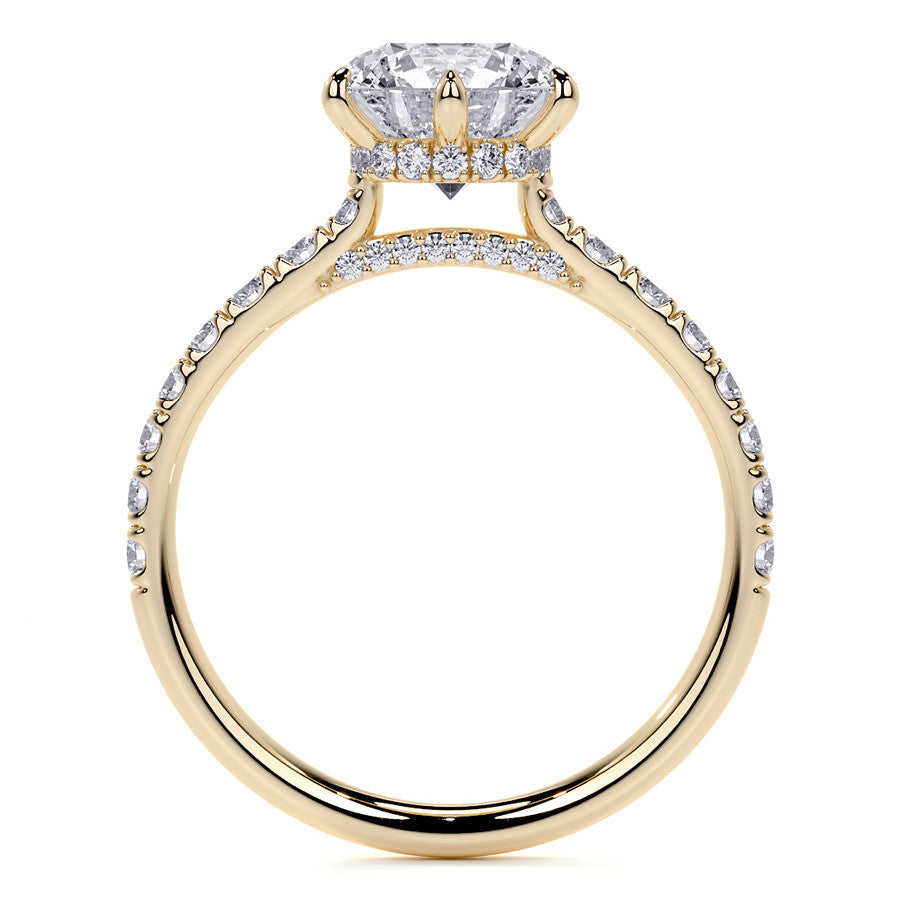 6-Prong Round Cathedral Moissanite Engagement Ring with Hidden