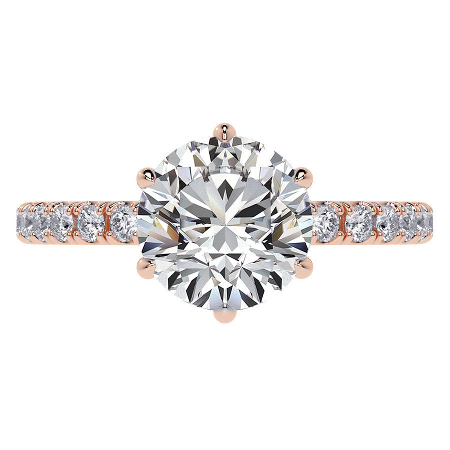 6-Prong Round Cathedral Moissanite Engagement Ring with Hidden