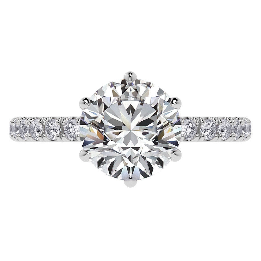6-Prong Round Cathedral Moissanite Engagement Ring with Hidden