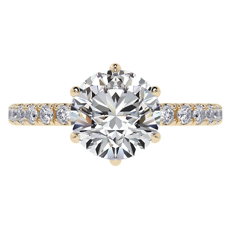 6-Prong Round Cathedral Moissanite Engagement Ring with Hidden