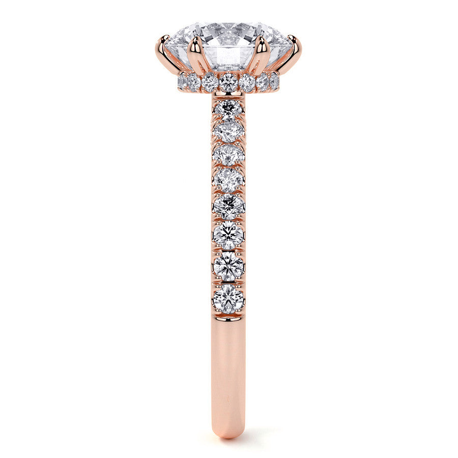 6-Prong Round Cathedral Moissanite Engagement Ring with Hidden