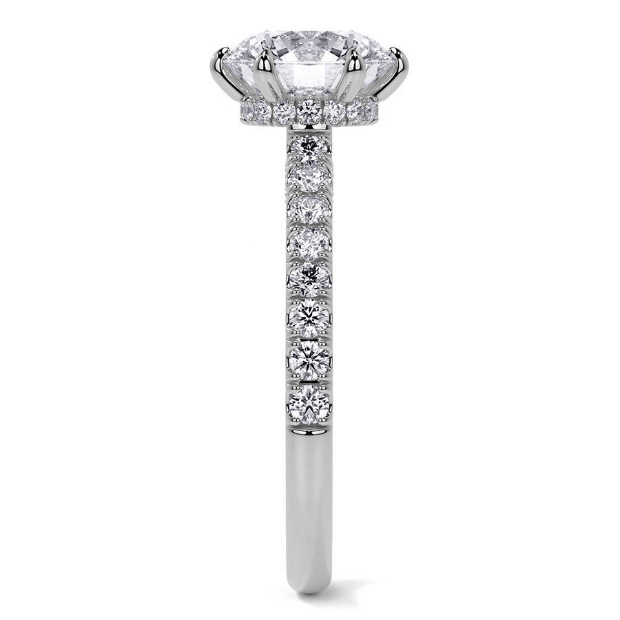 6-Prong Round Cathedral Moissanite Engagement Ring with Hidden