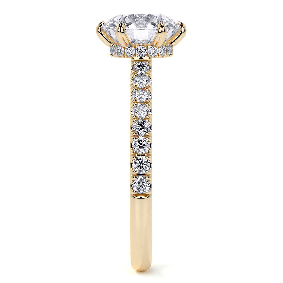6-Prong Round Cathedral Moissanite Engagement Ring with Hidden