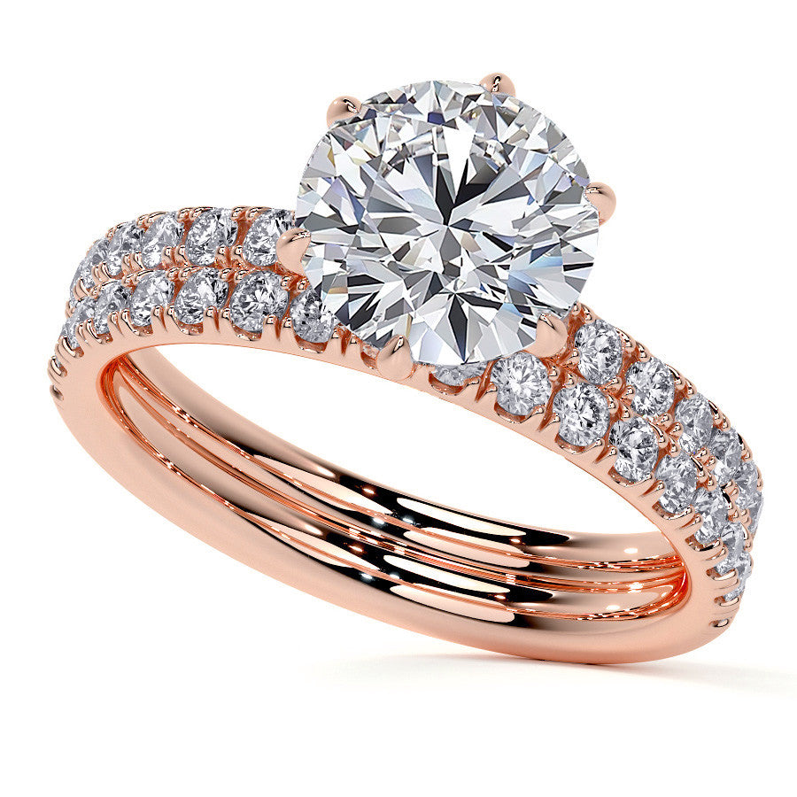 6-Prong Round Cathedral Moissanite Engagement Ring with Hidden