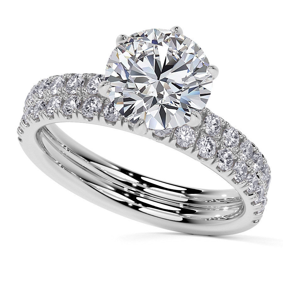 6-Prong Round Cathedral Moissanite Engagement Ring with Hidden