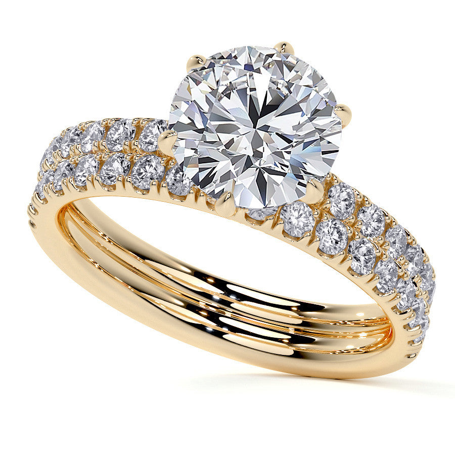 6-Prong Round Cathedral Moissanite Engagement Ring with Hidden