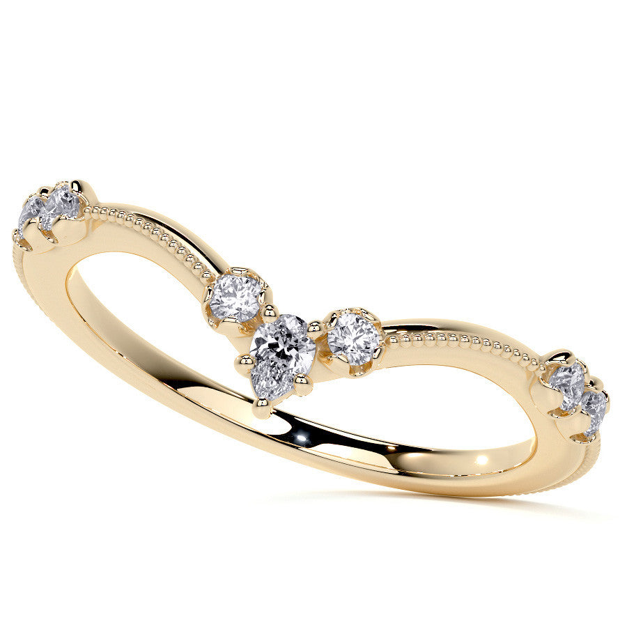 Petite Marquise and Round Brilliant Moissanite Engagement Ring with Milgra