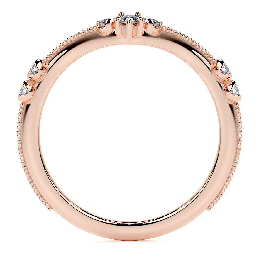 Petite Marquise and Round Brilliant Moissanite Engagement Ring with Milgra