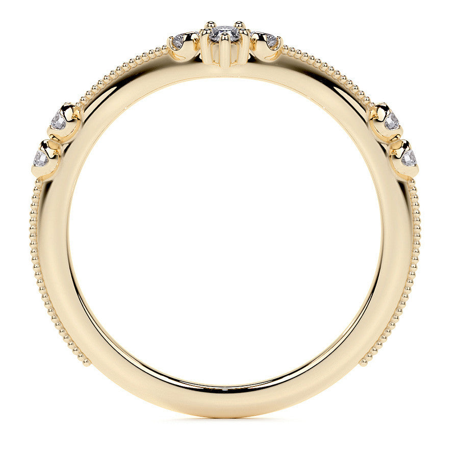 Petite Marquise and Round Brilliant Moissanite Engagement Ring with Milgra