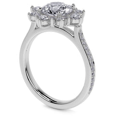 Round Sunburst Inspired Moissanite Engagement Ring