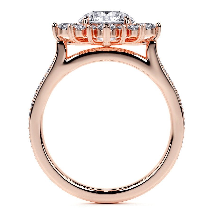 Round Sunburst Inspired Moissanite Engagement Ring