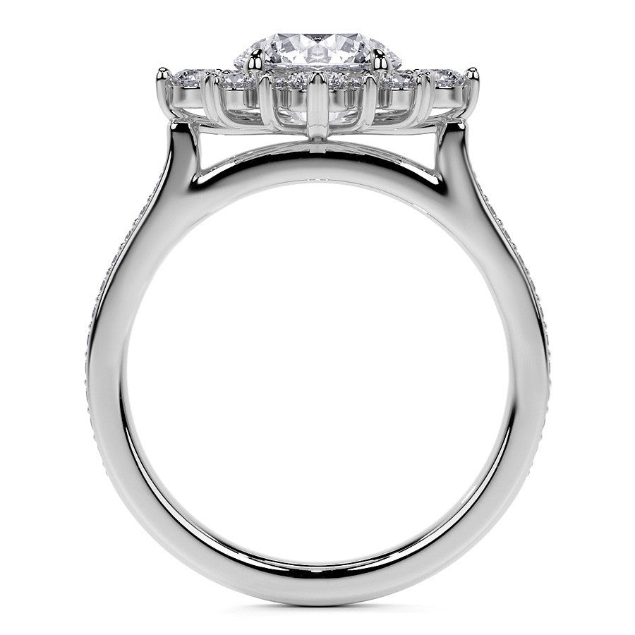 Round Sunburst Inspired Moissanite Engagement Ring