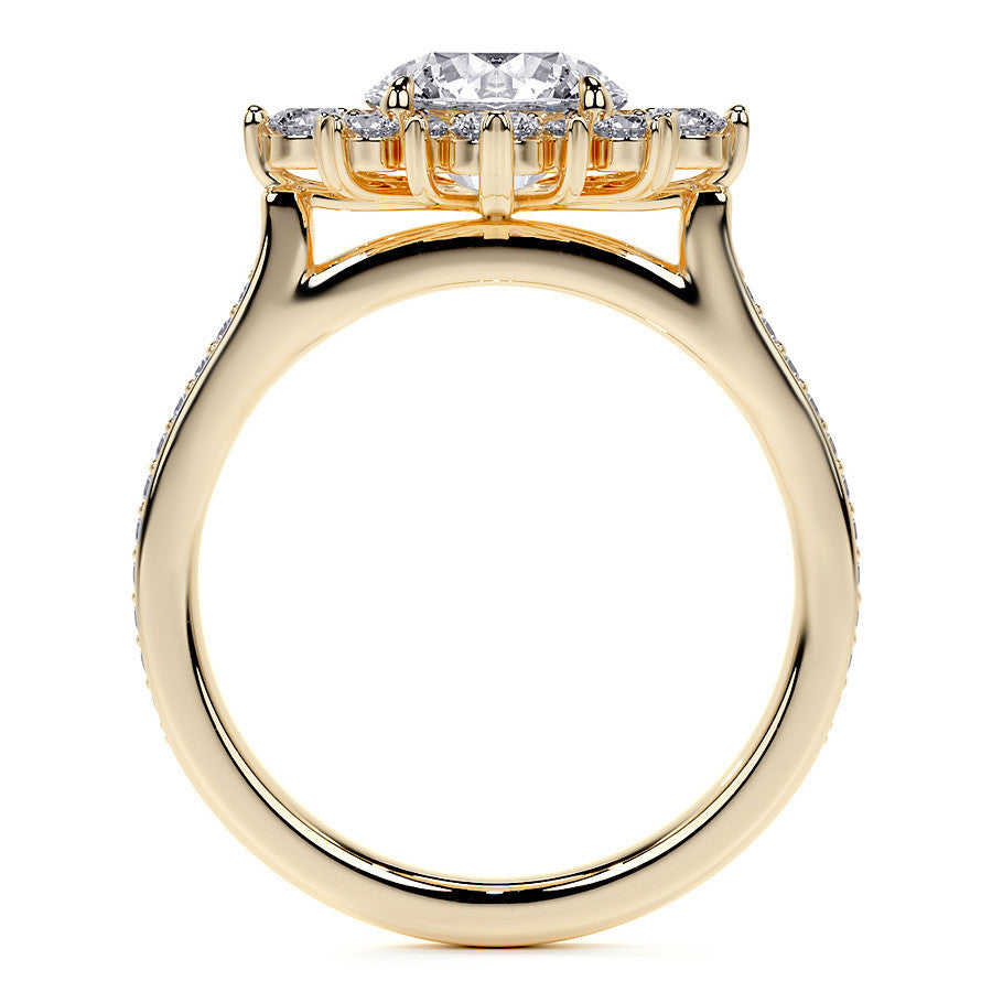 Round Sunburst Inspired Moissanite Engagement Ring