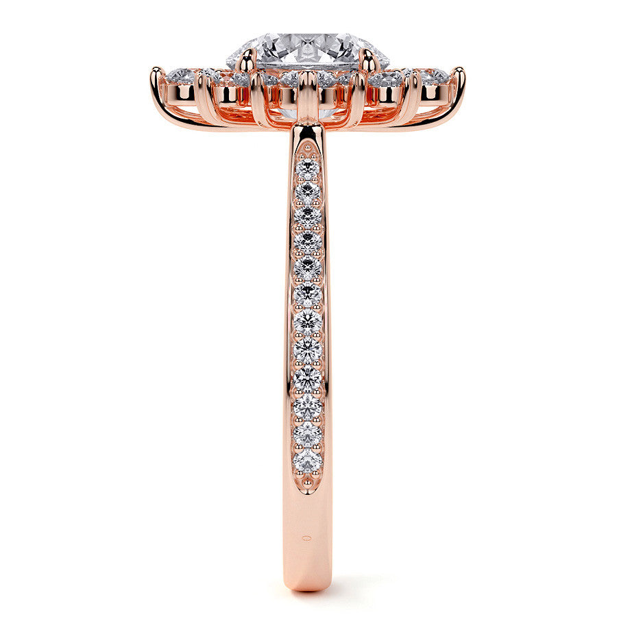 Round Sunburst Inspired Moissanite Engagement Ring