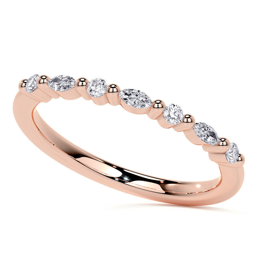 Round and Marquise Halo Moissanite Cathedral Engagement Ring