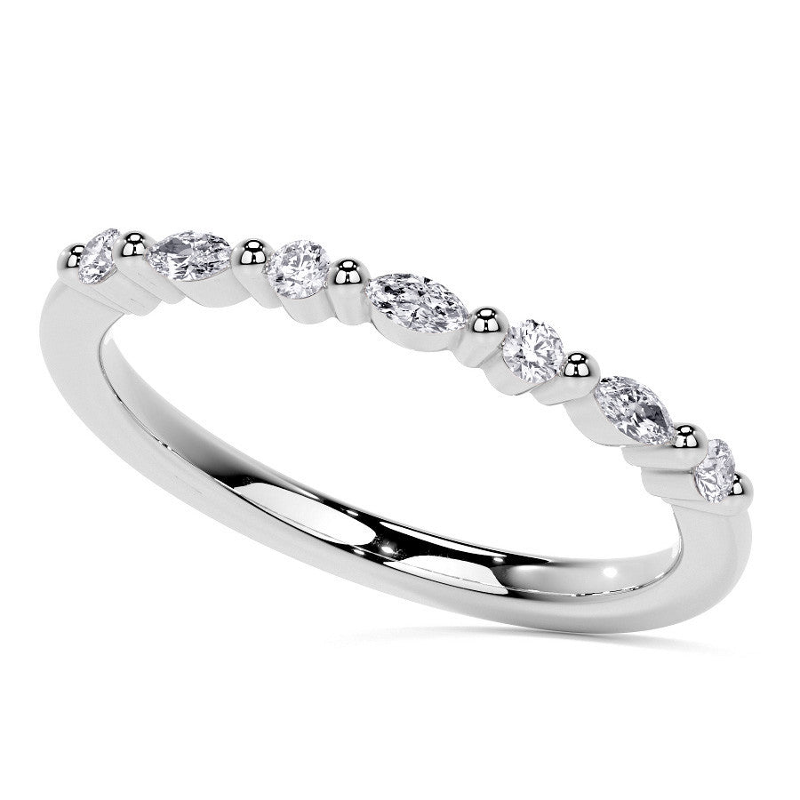 Round and Marquise Halo Moissanite Cathedral Engagement Ring