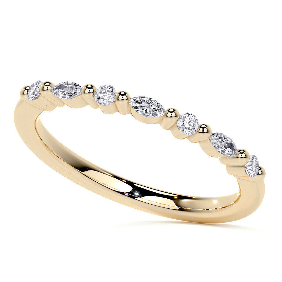 Round and Marquise Halo Moissanite Cathedral Engagement Ring