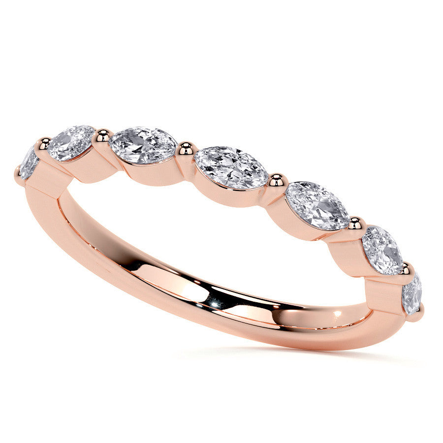 Petite Round and Marquise Moissanite Halo Engagement Ring