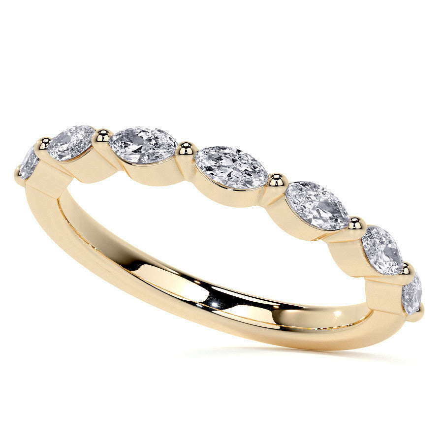 Petite Round and Marquise Moissanite Halo Engagement Ring
