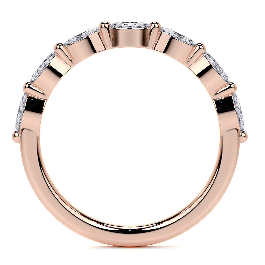 Petite Round and Marquise Moissanite Halo Engagement Ring