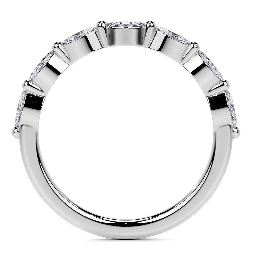 Petite Round and Marquise Moissanite Halo Engagement Ring