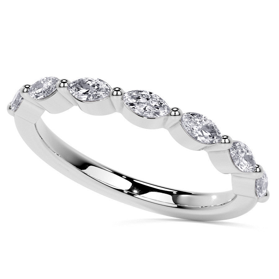 Petite Oval and Marquise Moissanite Halo Engagement Ring