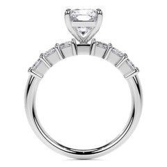 Emerald / Radiant Shared Prong Moissanite Engagement Ring
