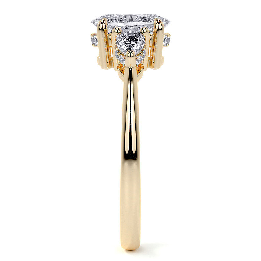 Oval and Pear 3-Stone Moissanite Engagement Ring with Hidden Hal