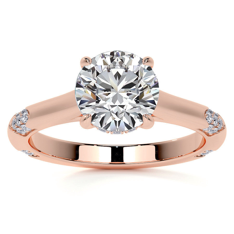 4-Prong Round Brilliant Moissanite Cathedral Lace Engagement Ring