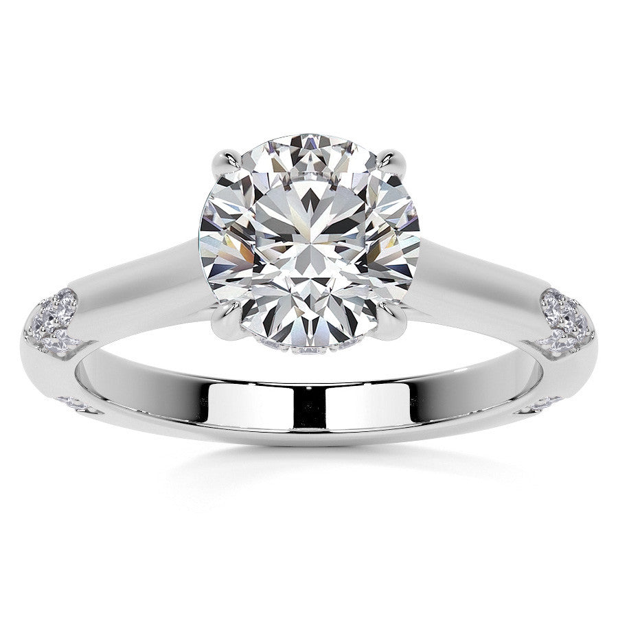 4-Prong Round Brilliant Moissanite Cathedral Lace Engagement Ring
