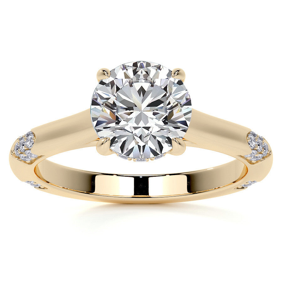 4-Prong Round Brilliant Moissanite Cathedral Lace Engagement Ring