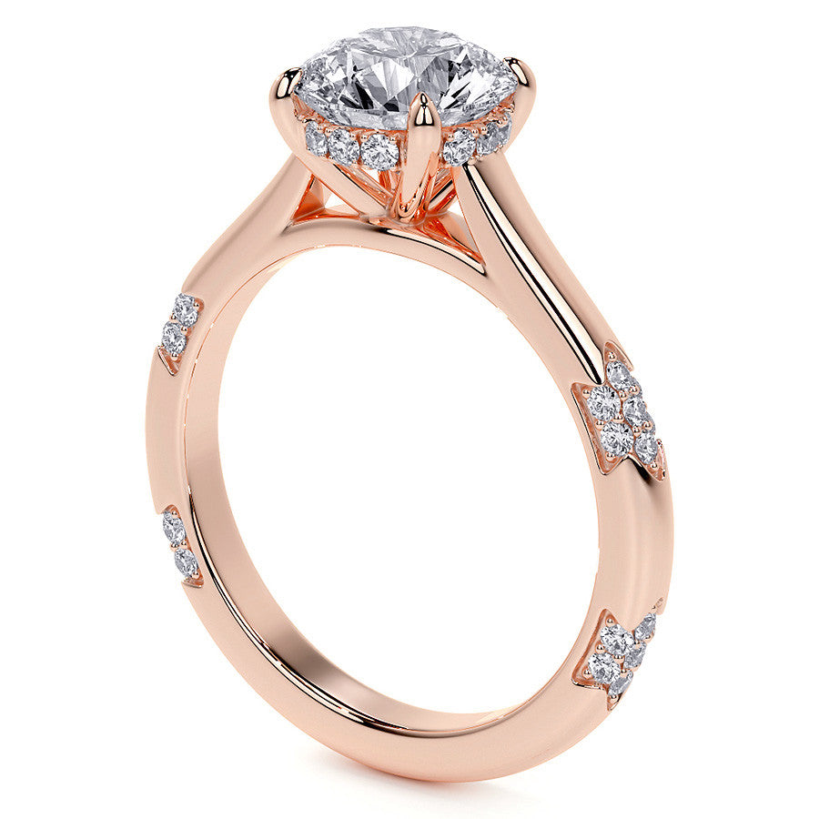 4-Prong Round Brilliant Moissanite Cathedral Lace Engagement Ring