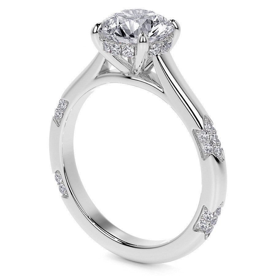 4-Prong Round Brilliant Moissanite Cathedral Lace Engagement Ring