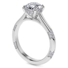 4-Prong Round Brilliant Moissanite Cathedral Lace Engagement Ring