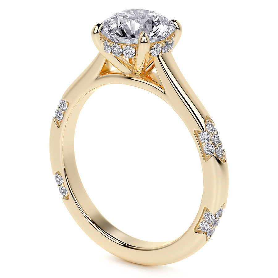 4-Prong Round Brilliant Moissanite Cathedral Lace Engagement Ring