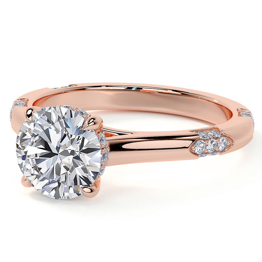 4-Prong Round Brilliant Moissanite Cathedral Lace Engagement Ring