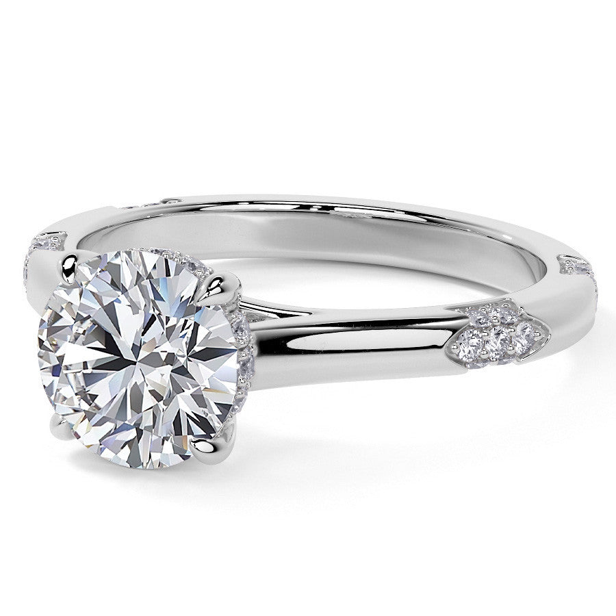 4-Prong Round Brilliant Moissanite Cathedral Lace Engagement Ring