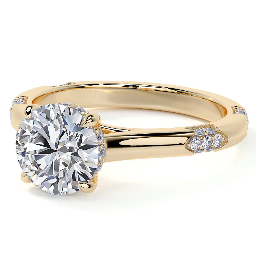 4-Prong Round Brilliant Moissanite Cathedral Lace Engagement Ring